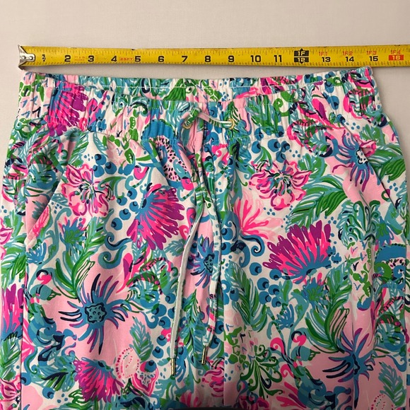 Lilly Pulitzer Jogger Pants Womens M Ocean Treasure Pink Blue Floral Stretch - Picture 6 of 8